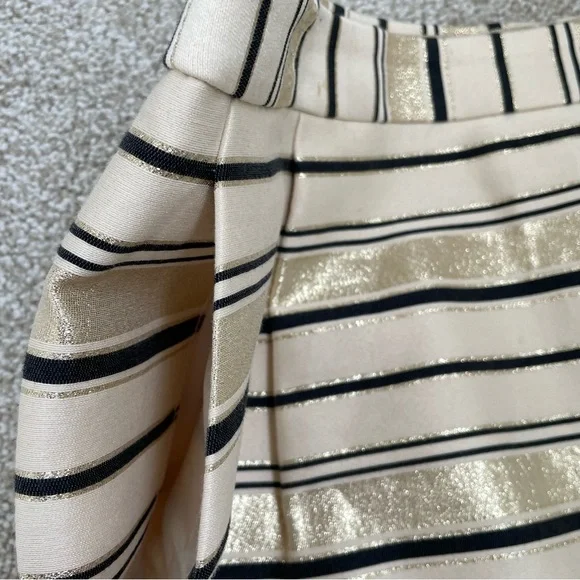J. CREW Women’s Metallic Gold & Black Stripe Mini Skirt Size 4 - Picture 8 of 11